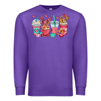 Purple valentines day coffee cups (1) Premium Sweatshirt - OliviaCreatesArt