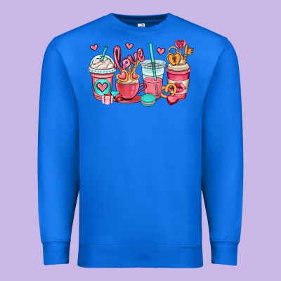 Valentines Day Coffee Cups (1) Premium Sweatshirt Designed By Oliviacreatesart