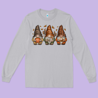 Fall Gnomes Long Sleeve Tee Designed By Sublimationcraftshop