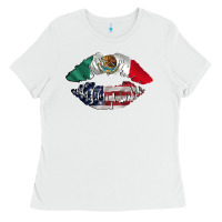 White mexico usa lips Ladies Tee - AdoDesignShop
