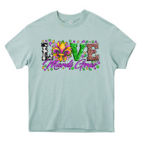 Arona love mardi gras fleur de lis sunflower leopard and beads Heavy Core Tee - Artiststas