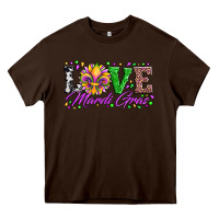Chocolate Brown love mardi gras fleur de lis sunflower leopard and beads Heavy Core Tee - Artiststas