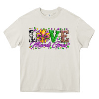 Cream love mardi gras fleur de lis sunflower leopard and beads Heavy Core Tee - Artiststas