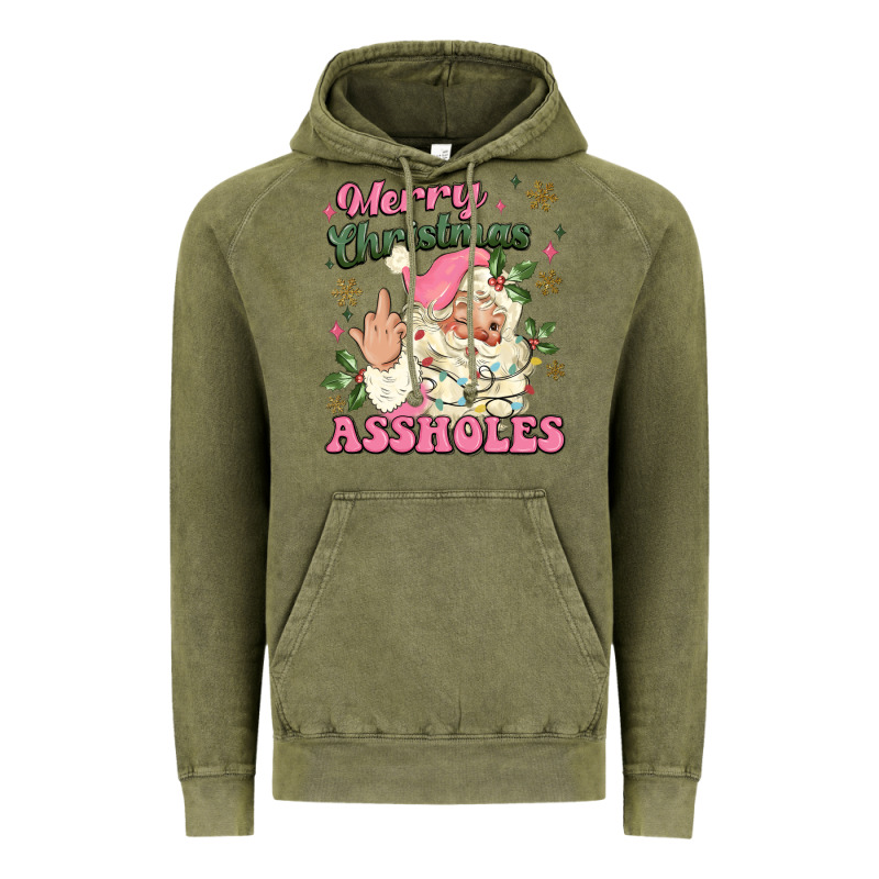 Merry Christmas Assholes Vintage Hoodie by MaliasSmallBusiness | Teevron