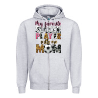 Heather Grey my favorite soccer player calls me mom Zipper Hoodie - CowGirlArtShop