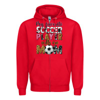 Red my favorite soccer player calls me mom Zipper Hoodie - CowGirlArtShop