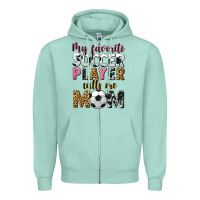 Seafoam my favorite soccer player calls me mom Zipper Hoodie - CowGirlArtShop