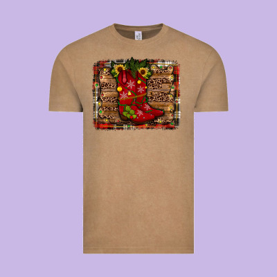 Cowboy Boots Christmas Vintage Tee Designed By Jahusdesignshop