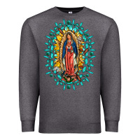 Charcoal Heather Our Lady Of Guadalupe Gemstone Sunflowers Premium Sweatshirt - FaDigitalArtStudio