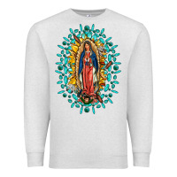Oatmeal Heather Our Lady Of Guadalupe Gemstone Sunflowers Premium Sweatshirt - FaDigitalArtStudio