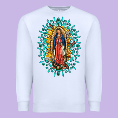 Our Lady Of Guadalupe Gemstone Sunflowers Premium Sweatshirt Designed By Fadigitalartstudio
