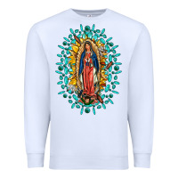 White Our Lady Of Guadalupe Gemstone Sunflowers Premium Sweatshirt - FaDigitalArtStudio