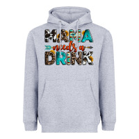 Heather Grey mama needs a drink Heavyweight Hoodie - OliviaCreatesArt