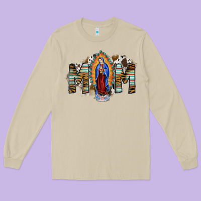 Mom Virgin Mary Long Sleeve Tee Designed By Sublimationcraftshop