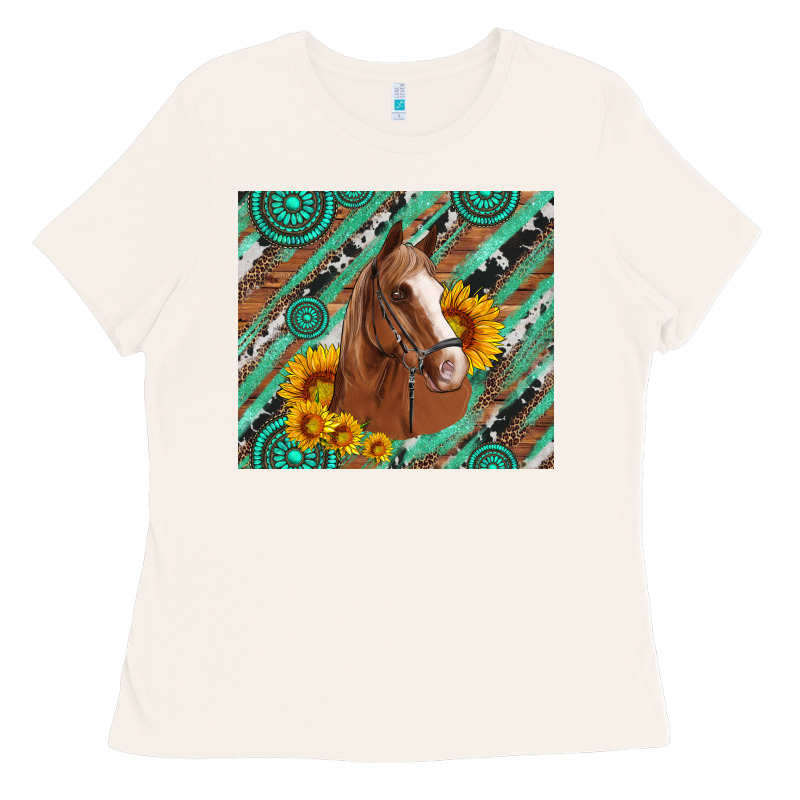 Western Horse With Gemstone And Sunflower Ladies Tee by Artiststas | Teevron
