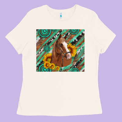Western Horse With Gemstone And Sunflower Ladies Tee Designed By Artiststas