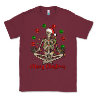 Burgundy Merry Christmas skeleton Classic Tee - NancyCooperArtShop