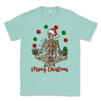 Seafoam Merry Christmas skeleton Classic Tee - NancyCooperArtShop
