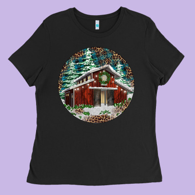 Barn Christmas Ladies Tee Designed By Ranaportraitstore