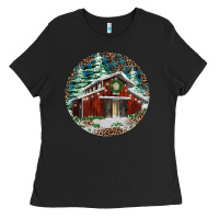 Black Barn Christmas Ladies Tee - RanaPortraitStore