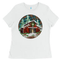 White Barn Christmas Ladies Tee - RanaPortraitStore