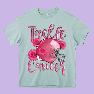 Tackle Cancer Helmet Heavy Core Tee Designed By Adodesignshop