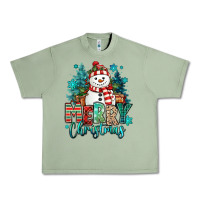Oil Green merry christmas snowman Urban Heavy Tee - MaliasSmallBusiness
