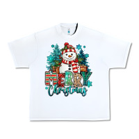 White merry christmas snowman Urban Heavy Tee - MaliasSmallBusiness