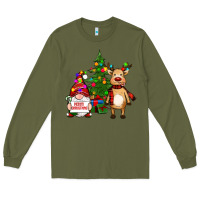 Army Green merry christmas gnomes, reindeer Long Sleeve Tee - RanaPortraitStore