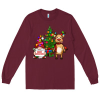 Burgundy merry christmas gnomes, reindeer Long Sleeve Tee - RanaPortraitStore