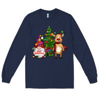 Navy merry christmas gnomes, reindeer Long Sleeve Tee - RanaPortraitStore