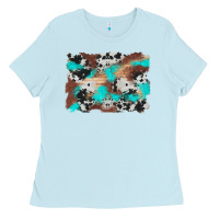 Baby Blue western cowhide turquoise and wood background Ladies Tee - Artiststas