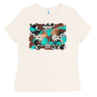 Bone western cowhide turquoise and wood background Ladies Tee - Artiststas