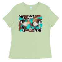 Matcha western cowhide turquoise and wood background Ladies Tee - Artiststas