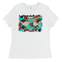 White western cowhide turquoise and wood background Ladies Tee - Artiststas