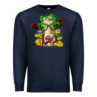 Navy St. Patrick's Day cow Premium Sweatshirt - OliviaCreatesArt