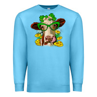 Ocean Blue St. Patrick's Day cow Premium Sweatshirt - OliviaCreatesArt