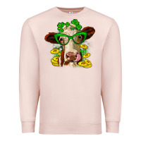 Pale Pink St. Patrick's Day cow Premium Sweatshirt - OliviaCreatesArt