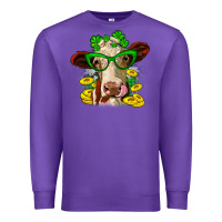 Purple St. Patrick's Day cow Premium Sweatshirt - OliviaCreatesArt