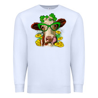 White St. Patrick's Day cow Premium Sweatshirt - OliviaCreatesArt