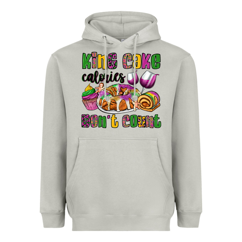 King Cake Calories Don't Count Mardi Gras Heavyweight Hoodie by OliviaCreatesArt | Teevron