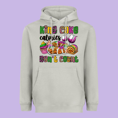 King Cake Calories Don't Count Mardi Gras Heavyweight Hoodie Designed By Oliviacreatesart