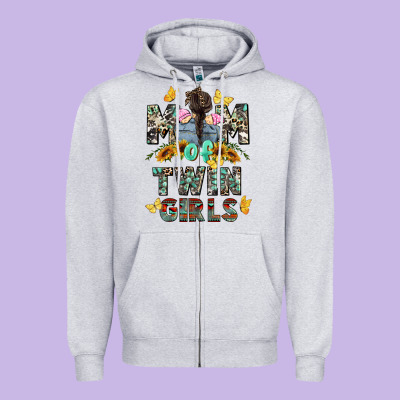 Mom Of Twin Girls Mother's Day Zipper Hoodie Designed By Cowgirlartshop