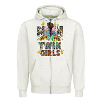 Oatmeal Heather mom of twin girls mother's day Zipper Hoodie - CowGirlArtShop