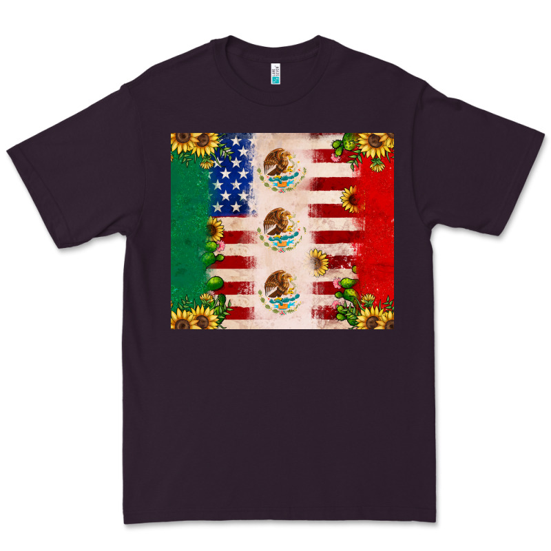 American Flag Mexico Flag Sunflower Cactus Premium Tee by JahusDesignShop | Teevron