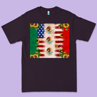 American Flag Mexico Flag Sunflower Cactus Premium Tee Designed By Jahusdesignshop