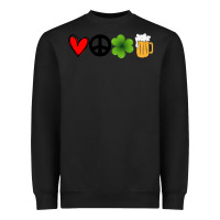 Black Funny St Patricks Day Love Peace Clover and Beer Heavyweight Sweatshirt - Bettercallsaul