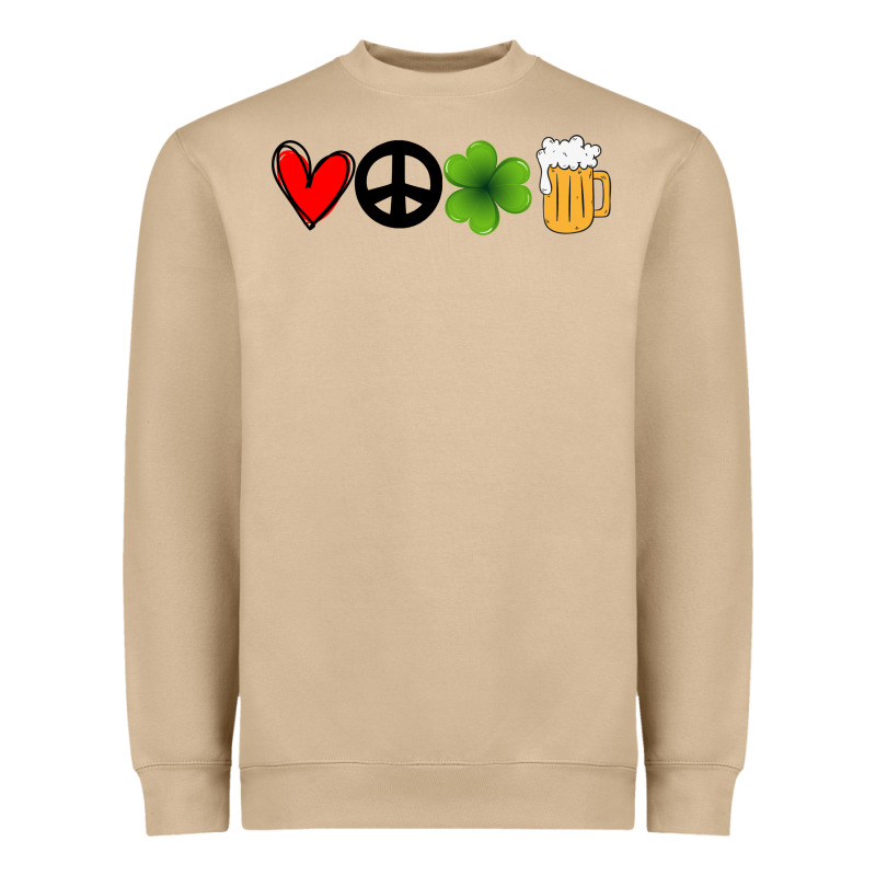 Funny St Patricks Day Love Peace Clover And Beer Heavyweight Sweatshirt by Bettercallsaul | Teevron