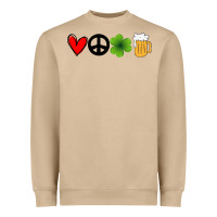 Mushroom Funny St Patricks Day Love Peace Clover and Beer Heavyweight Sweatshirt - Bettercallsaul