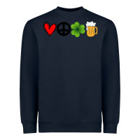 Navy Funny St Patricks Day Love Peace Clover and Beer Heavyweight Sweatshirt - Bettercallsaul